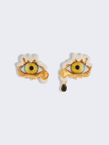 
Pair of enamel teardrop eye earrings